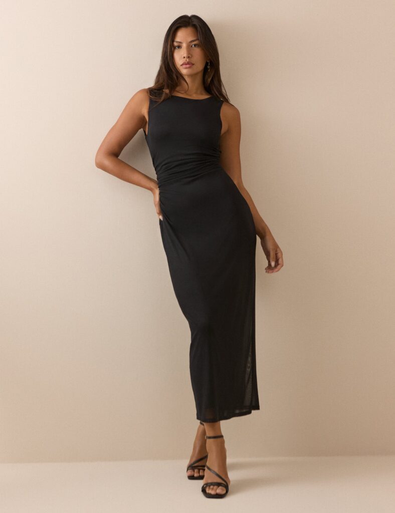 Black Jersey Sleeveless Bodycon Midaxi Dress