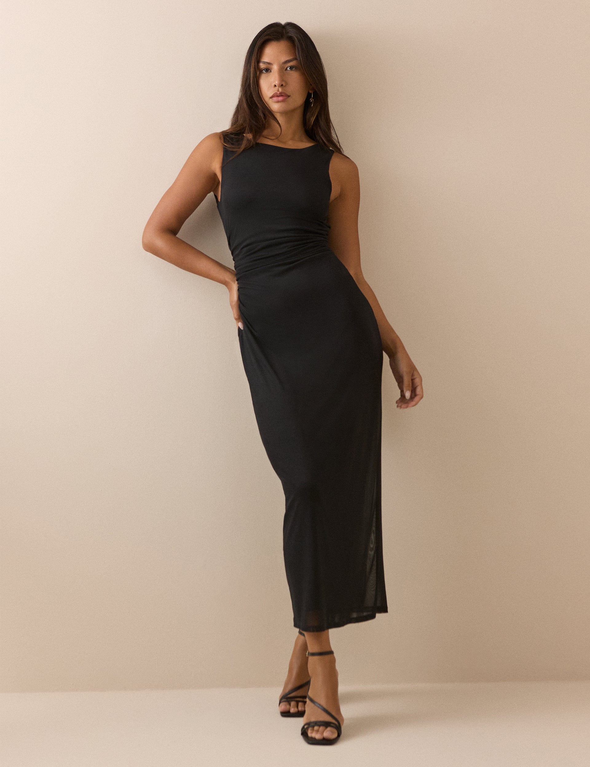 Black Jersey Sleeveless Bodycon Midaxi Dress