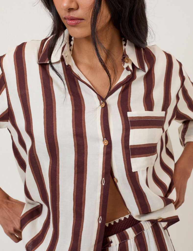 Brown Striped Beach Breezy Shirt