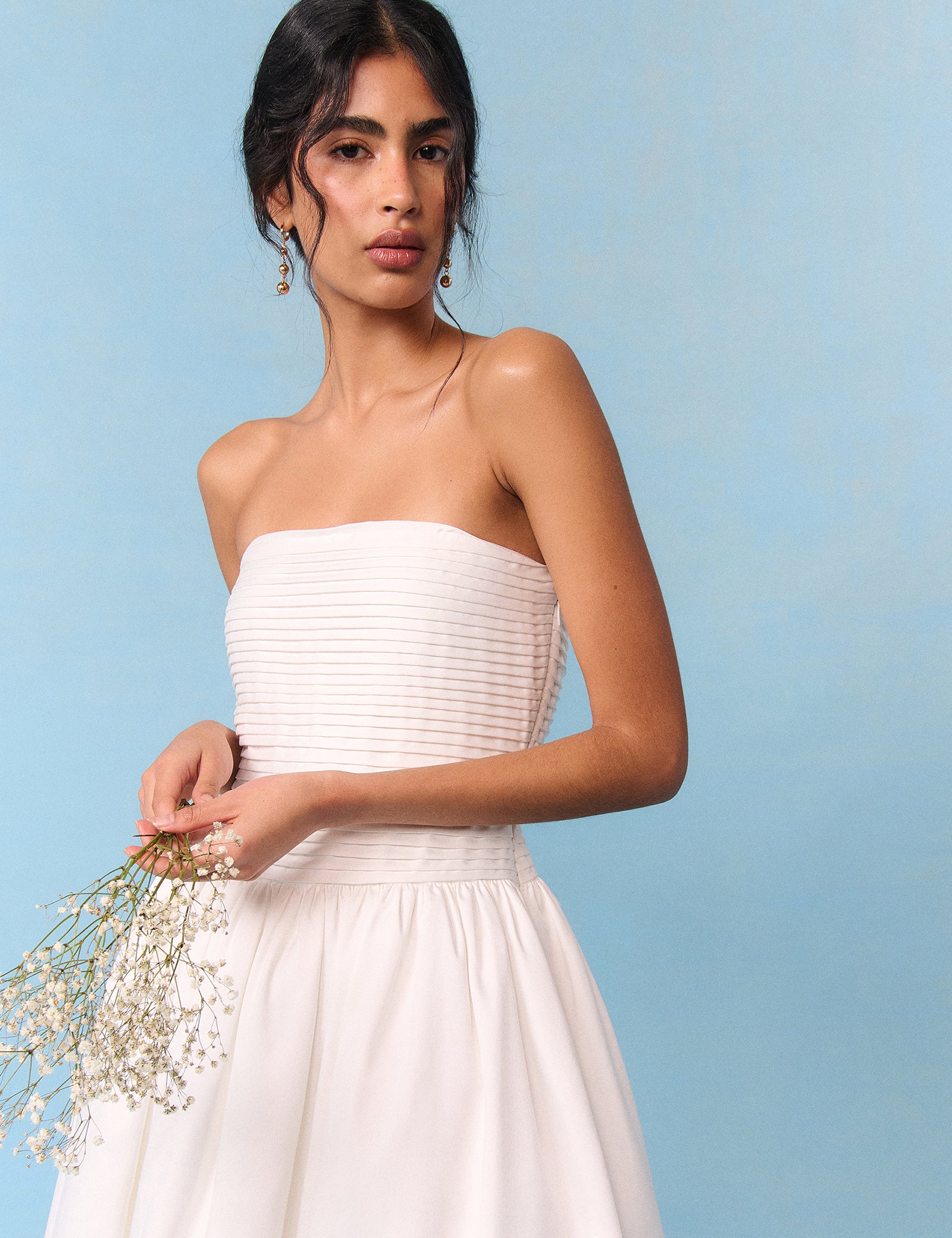 White Ivory Satin A-Line Maxi Dress - Image 2