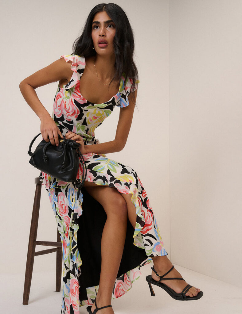 Multi Floral Slip Elegant Midaxi Dress