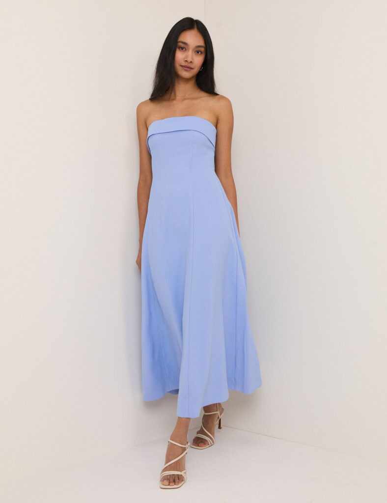 Blue A-Line Modern Midaxi Dress