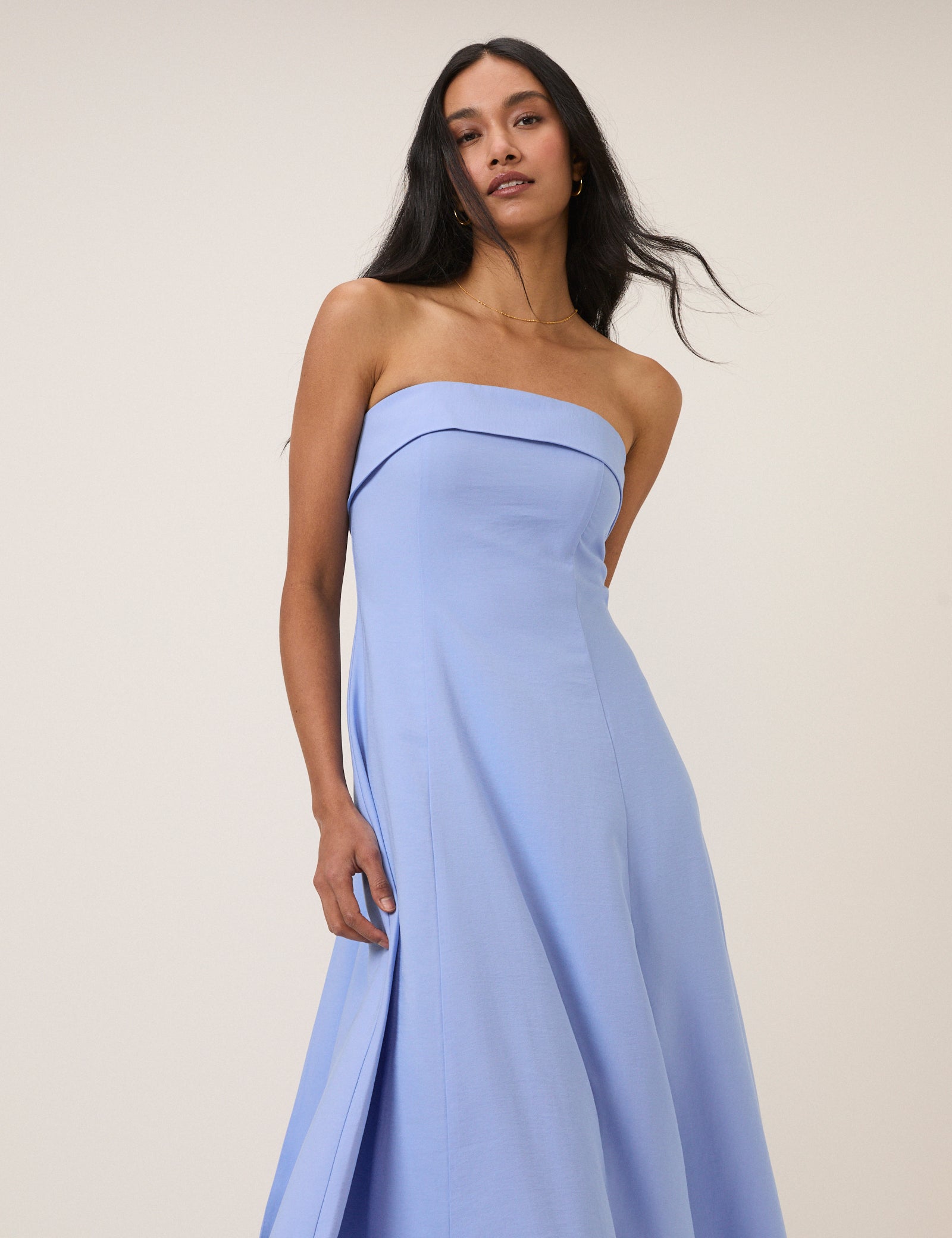 Blue A-Line Modern Midaxi Dress - Image 3