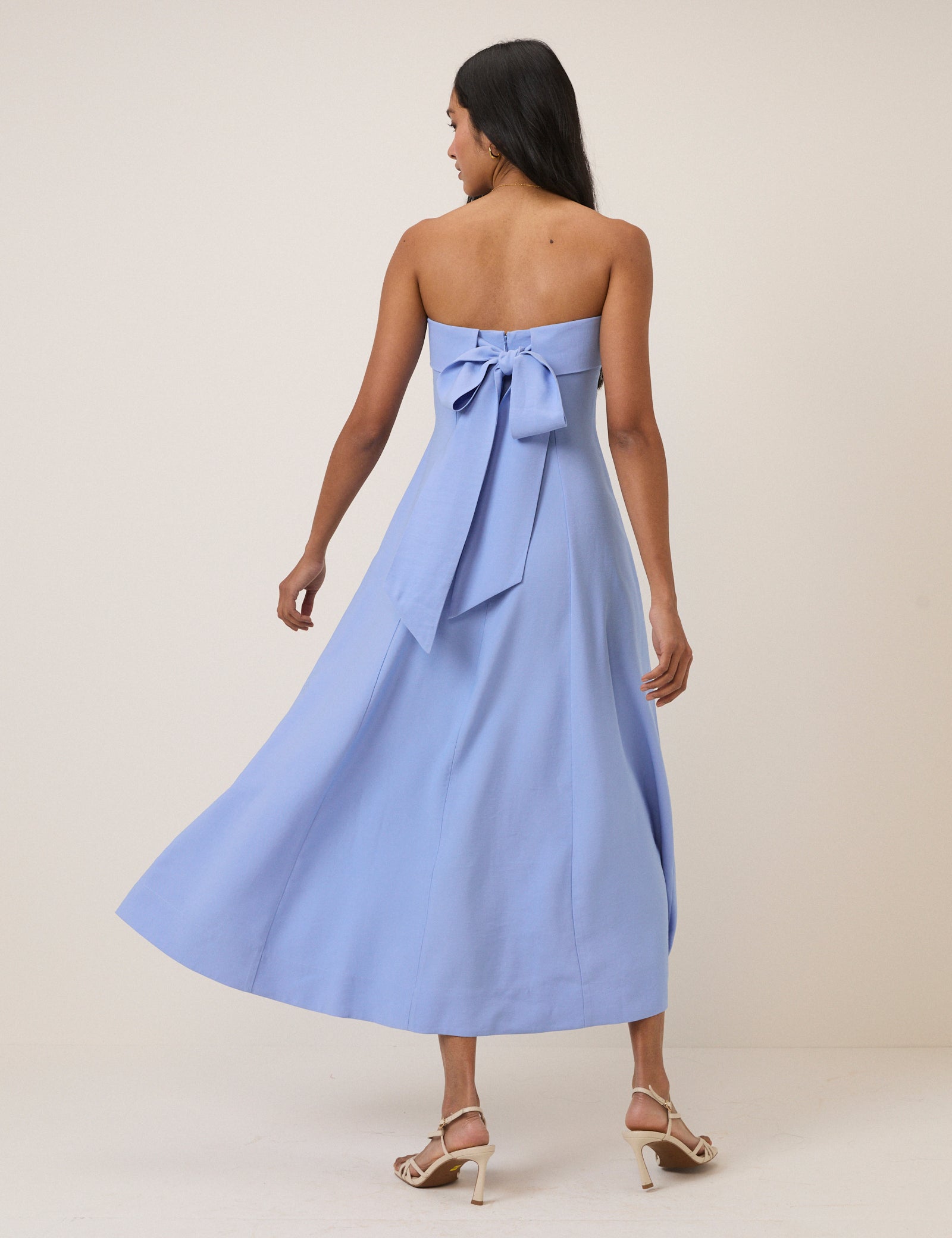 Blue A-Line Modern Midaxi Dress - Image 5
