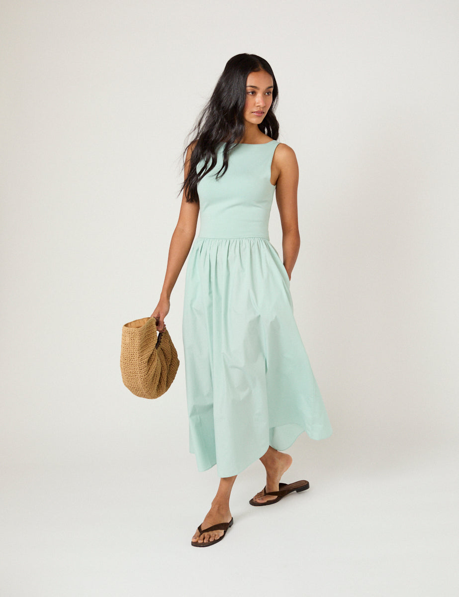 Green Jersey A-Line Midaxi Dress - Image 2