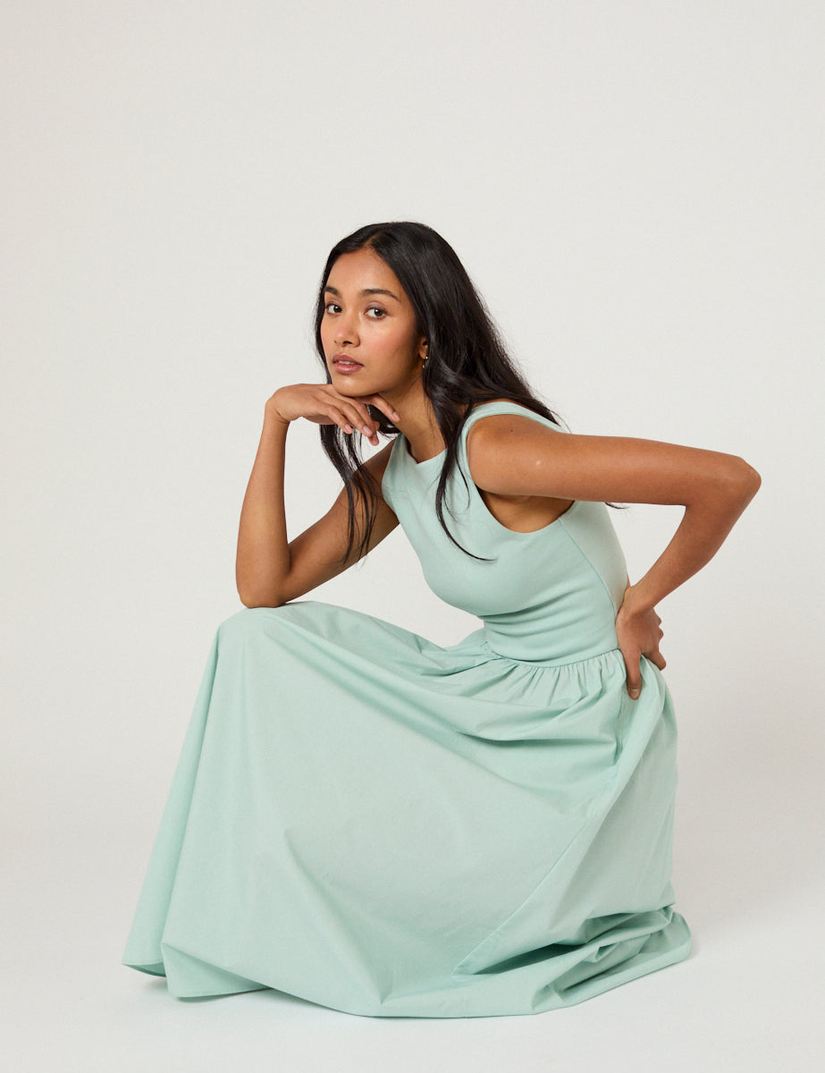 Green Jersey A-Line Midaxi Dress - Image 4
