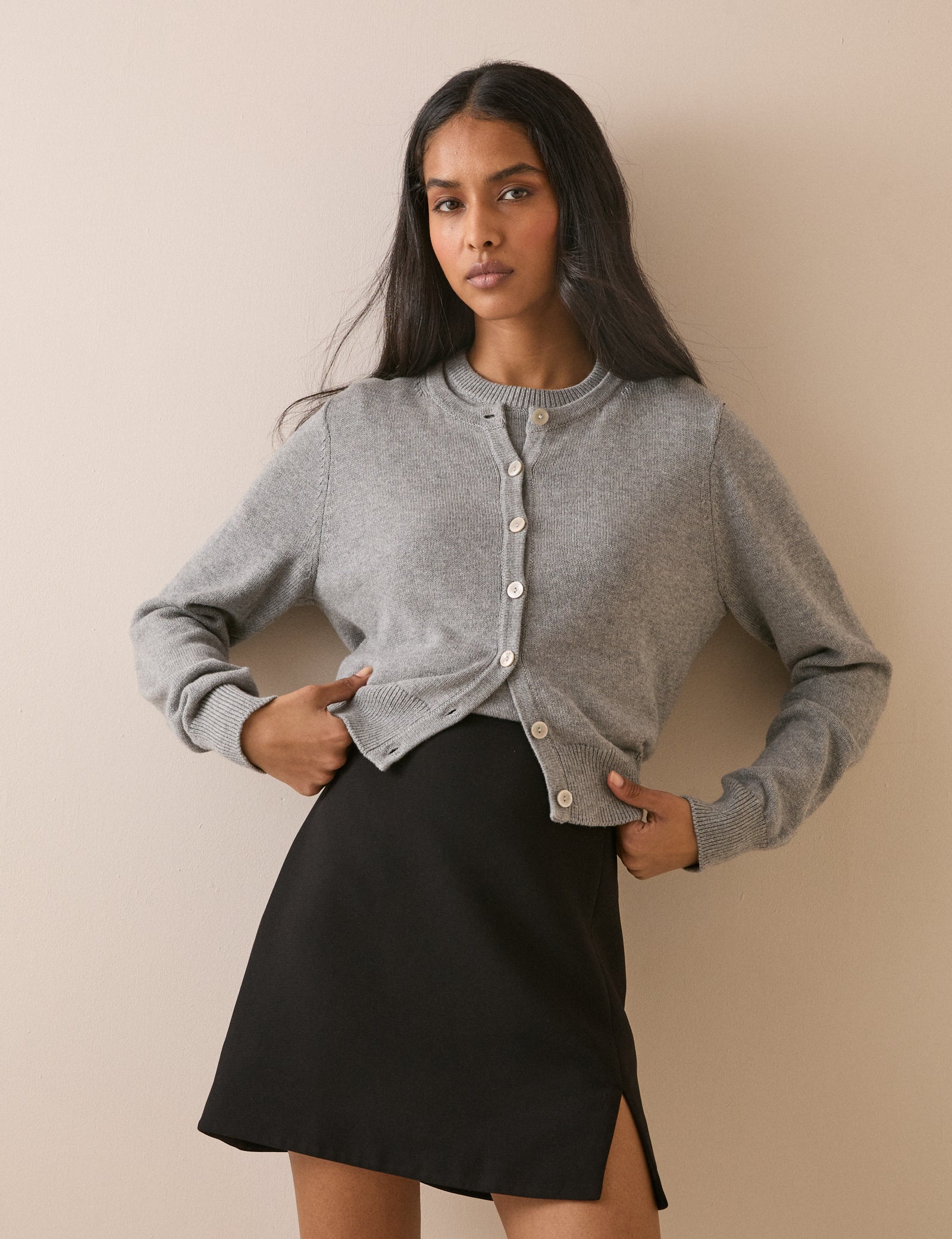 Black Crepe High Waisted Tailored Skirt - Image 3