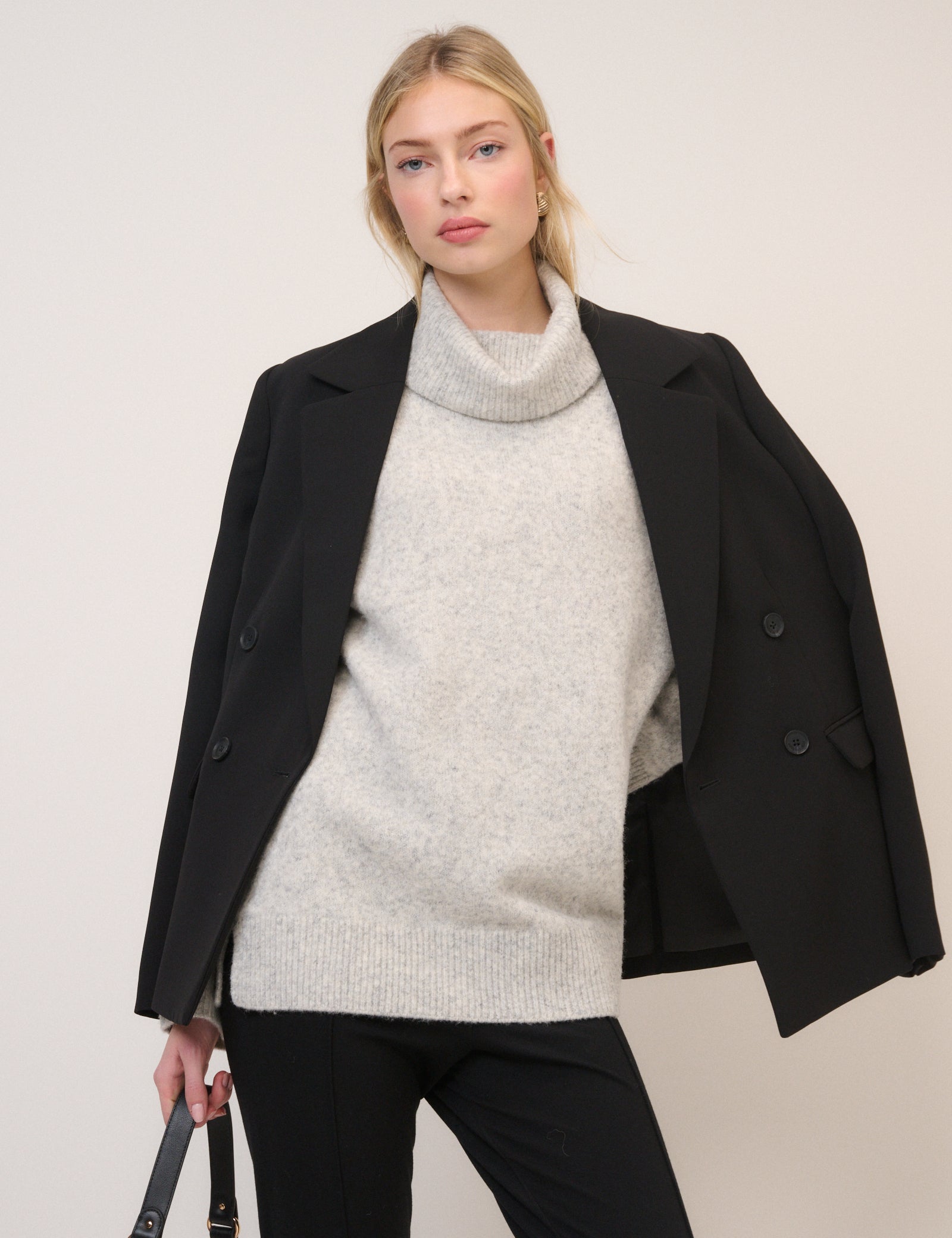 Grey Roll Neck Longline Jumper Knitwear - Image 2