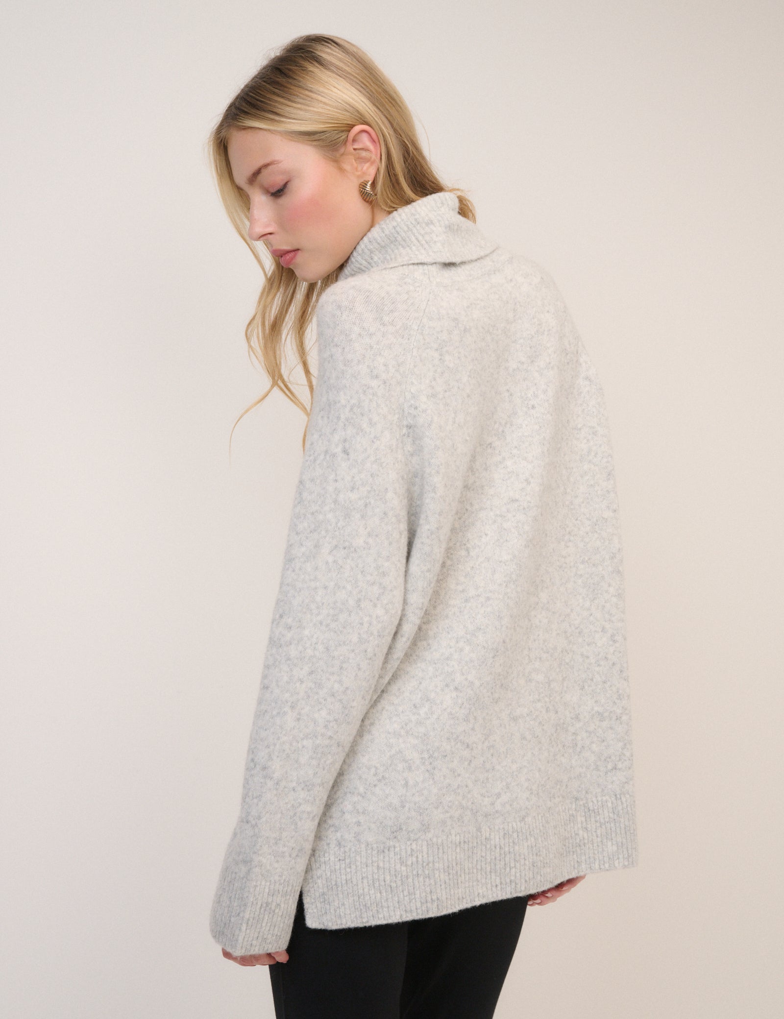 Grey Roll Neck Longline Jumper Knitwear - Image 5