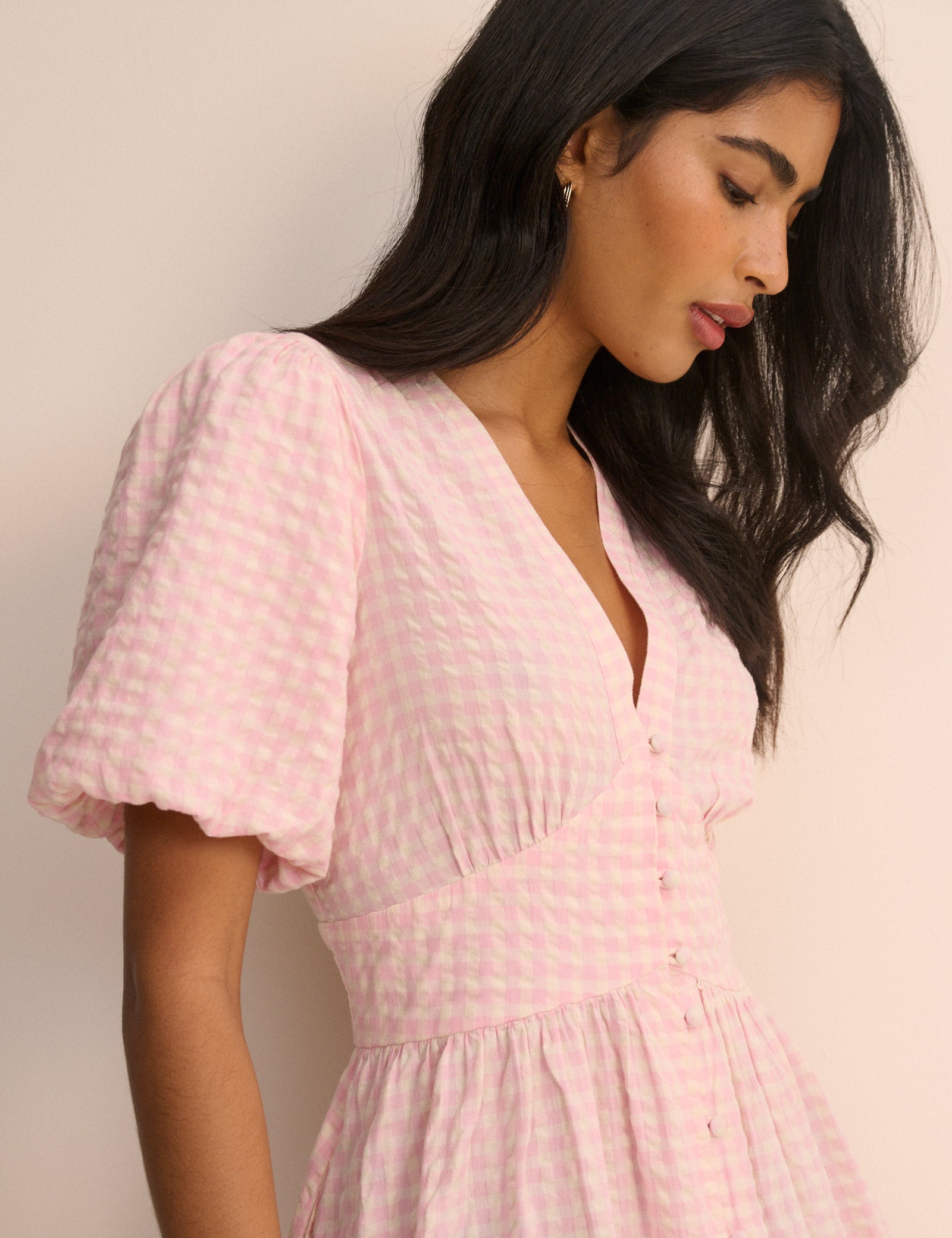 Pink Printed Cotton Button Front Midaxi Dress - Image 2