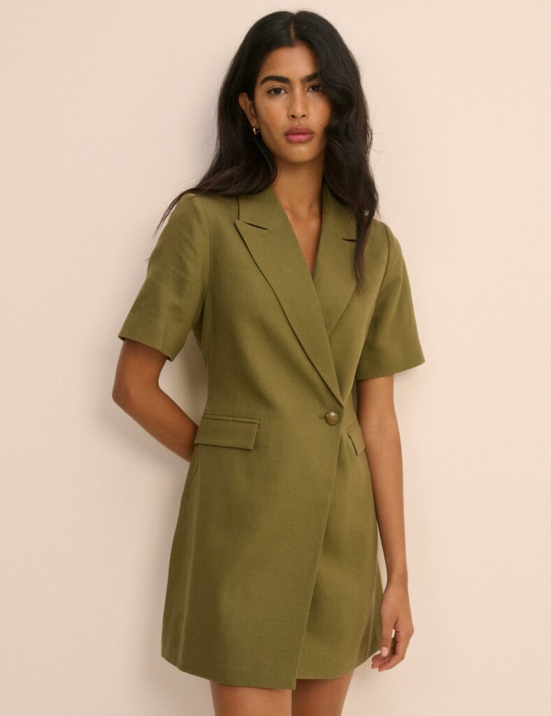 Khaki Asymmetric Tailored Modern Dress