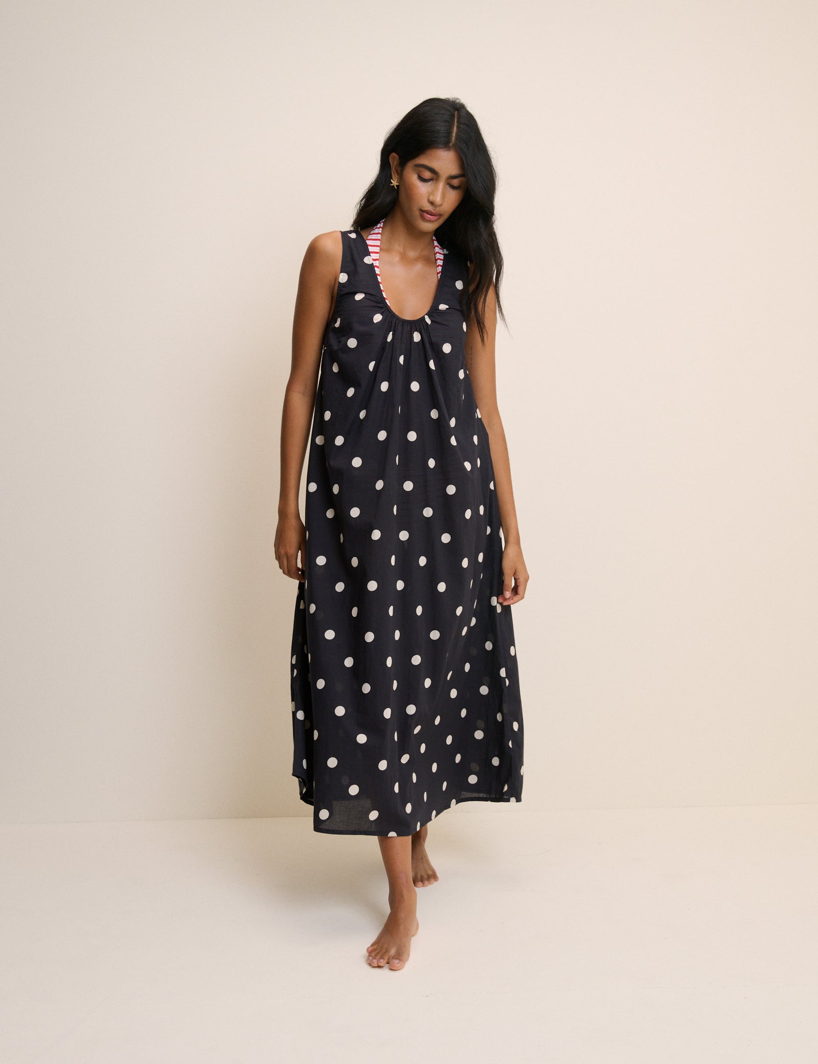 Black Polka Dot Beach Dress - Image 2