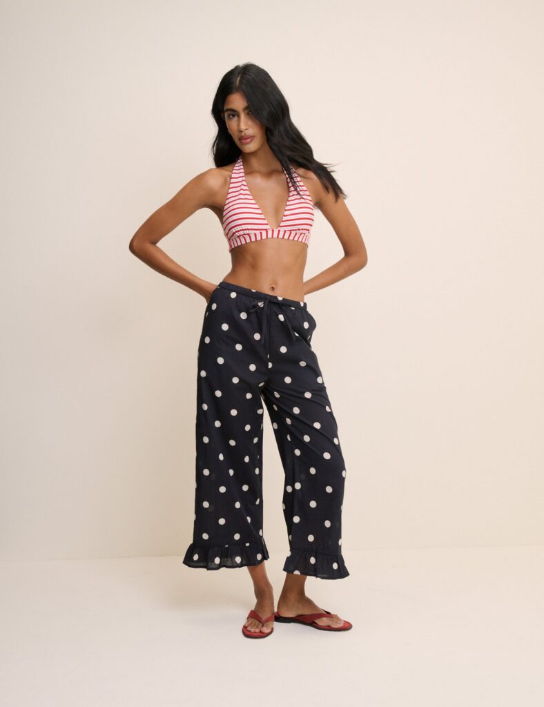 Black Polka Dot Beach Trousers Coverup