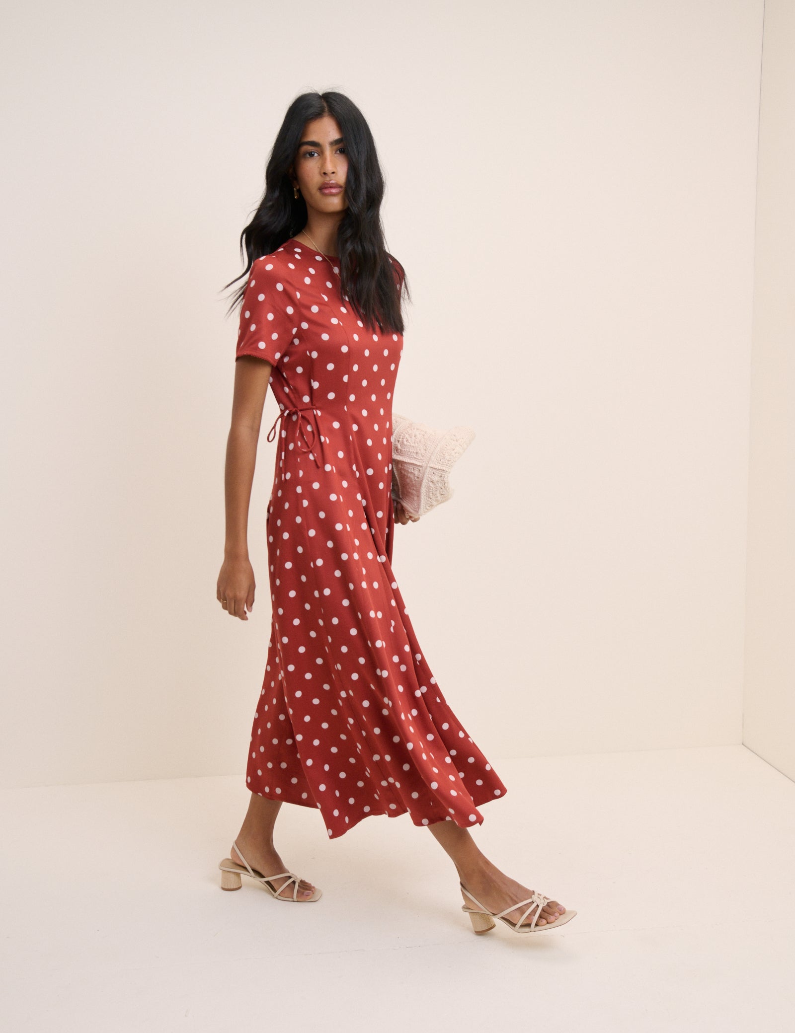 Red Polka Dot Short Sleeve Midaxi Dress - Image 2