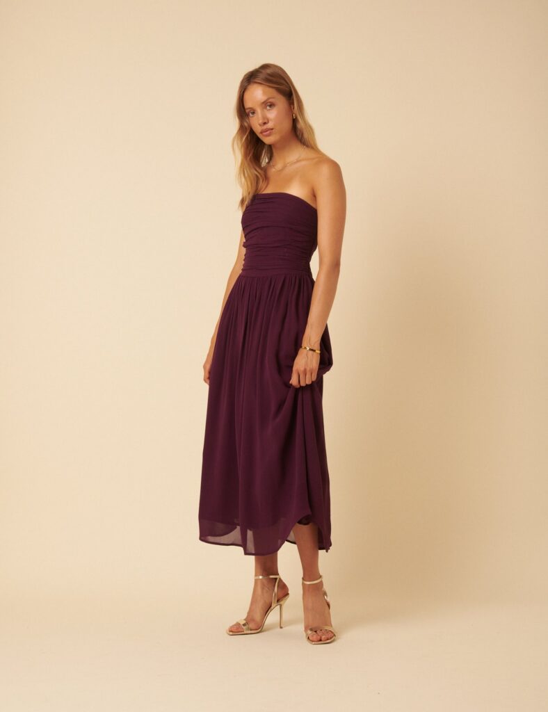 Red Burgundy Sleeveless Elegant Midi Dress